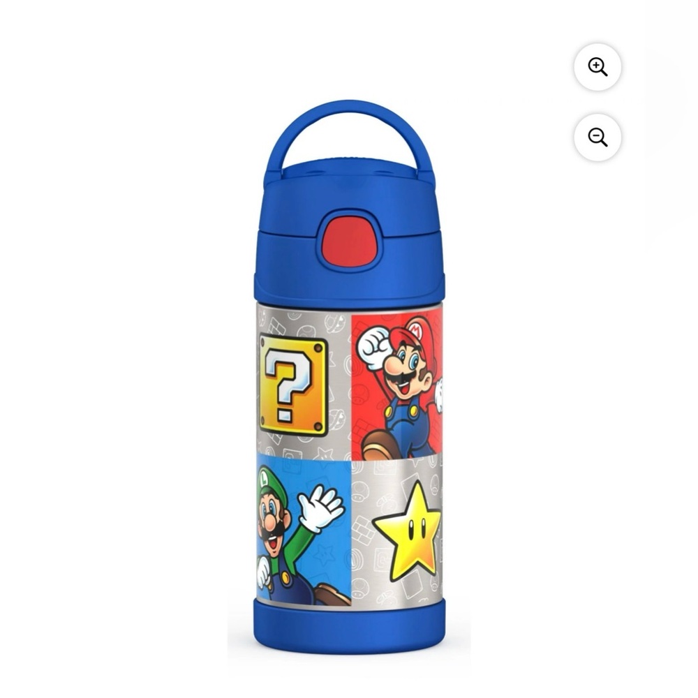 Thermos Stainless Steel Funtainer Water Bottle with Straw, Super Mario Brothers
